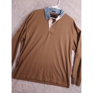 Abercrombie Fitch Rugby Shirt Men Medium Oversized Contrast Collar Preppy Casual